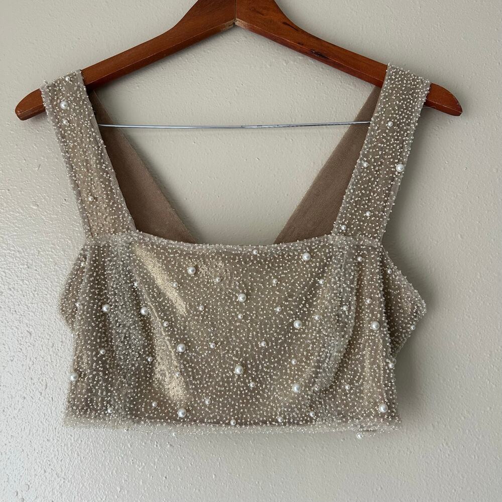 Sara Cristina Gold Beaded Crop Top Size Medium - Picture 6 of 12